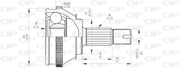 OPEN PARTS Шарнирный комплект, приводной вал CVJ5093.10